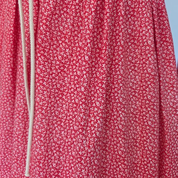 Gunne Sax Red Floral Corset Maxi Dress Size 9 Vintage 70s Prairie Lace Up - Picture 7 of 12